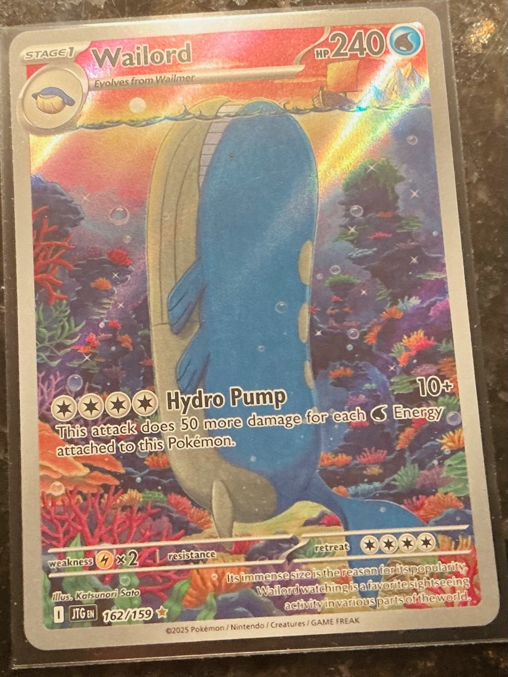 Pokemon Wailord Holographic Blue, Red, Purple Card